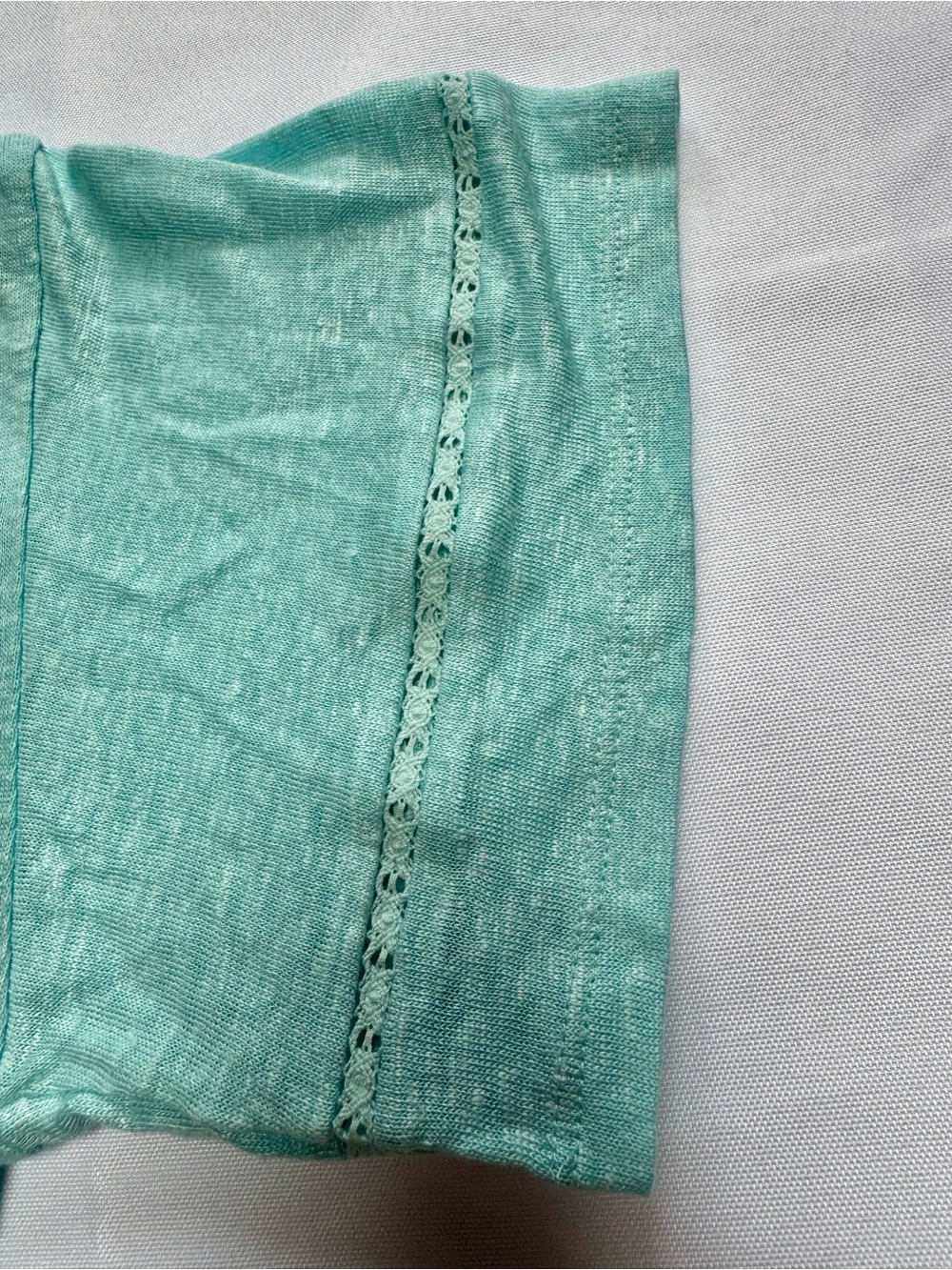 J Jill Love Linen Aqua Seafoam Linen V Neck Top Pretty Sleeves Sz 2X